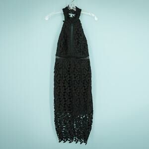 Bardot Size 4 XS Gemma Black Lace Halter Sleeveless Midi Length Cocktail Dress